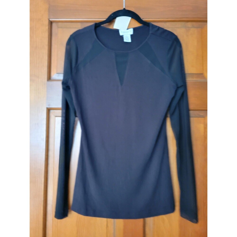 NEW Womens Small Carmen Marc Valvo Black Top